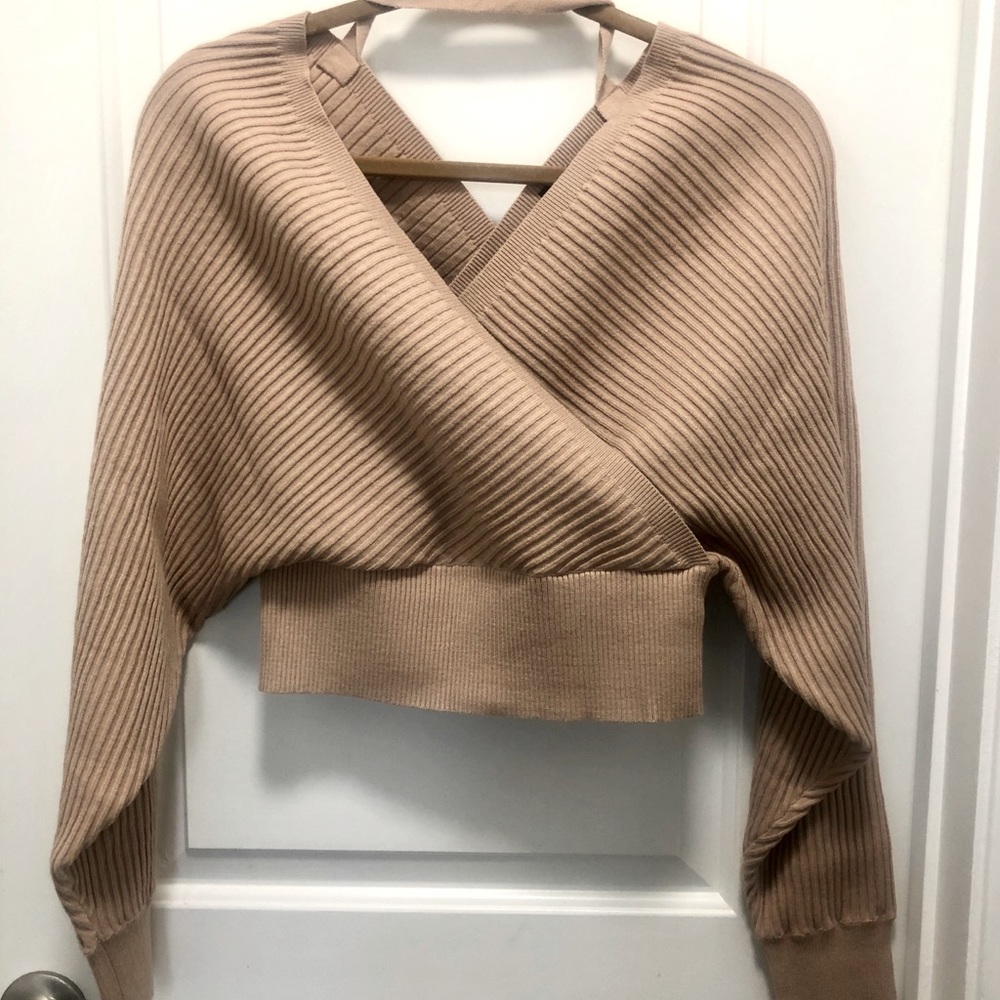 Ribbed Knit Wrap Style Sweater Forever 21